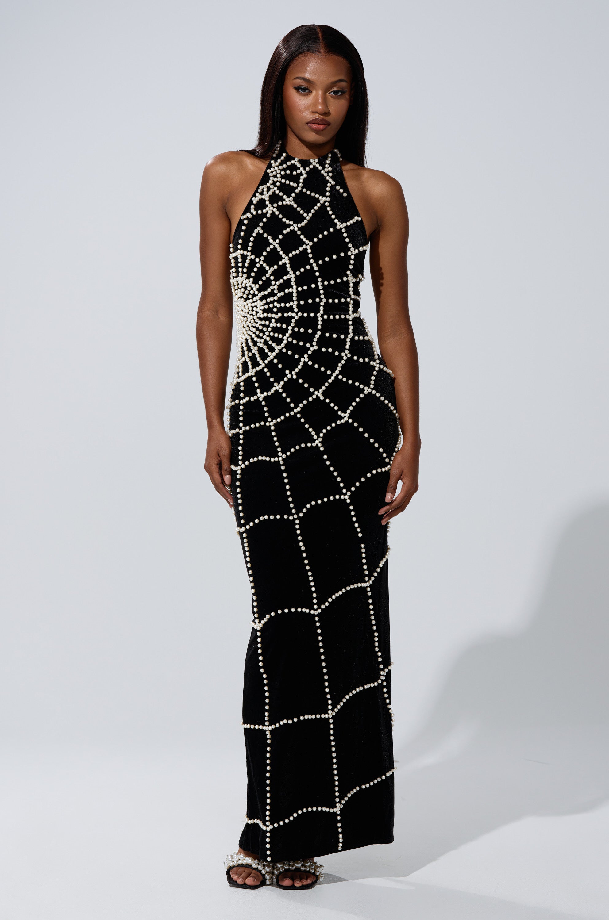 MARYJANE MAXI DRESS WITH PEARLS