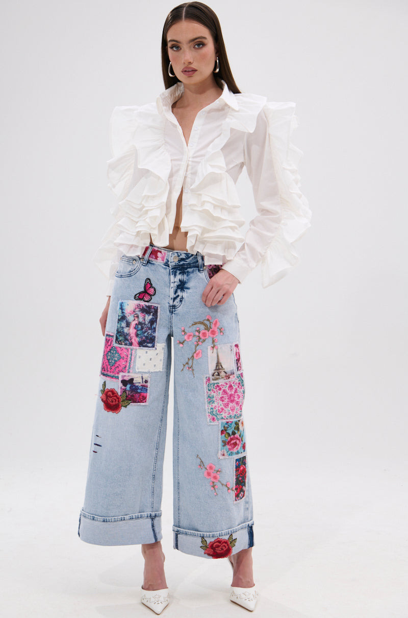 PICTURE PERFECT PATCHWORK DENIM JEANS