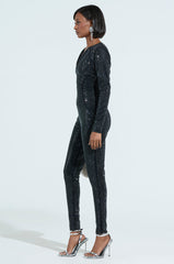 SPARKLE SPARKLE RHINESTONE LONG SLEEVE JUMPSUIT