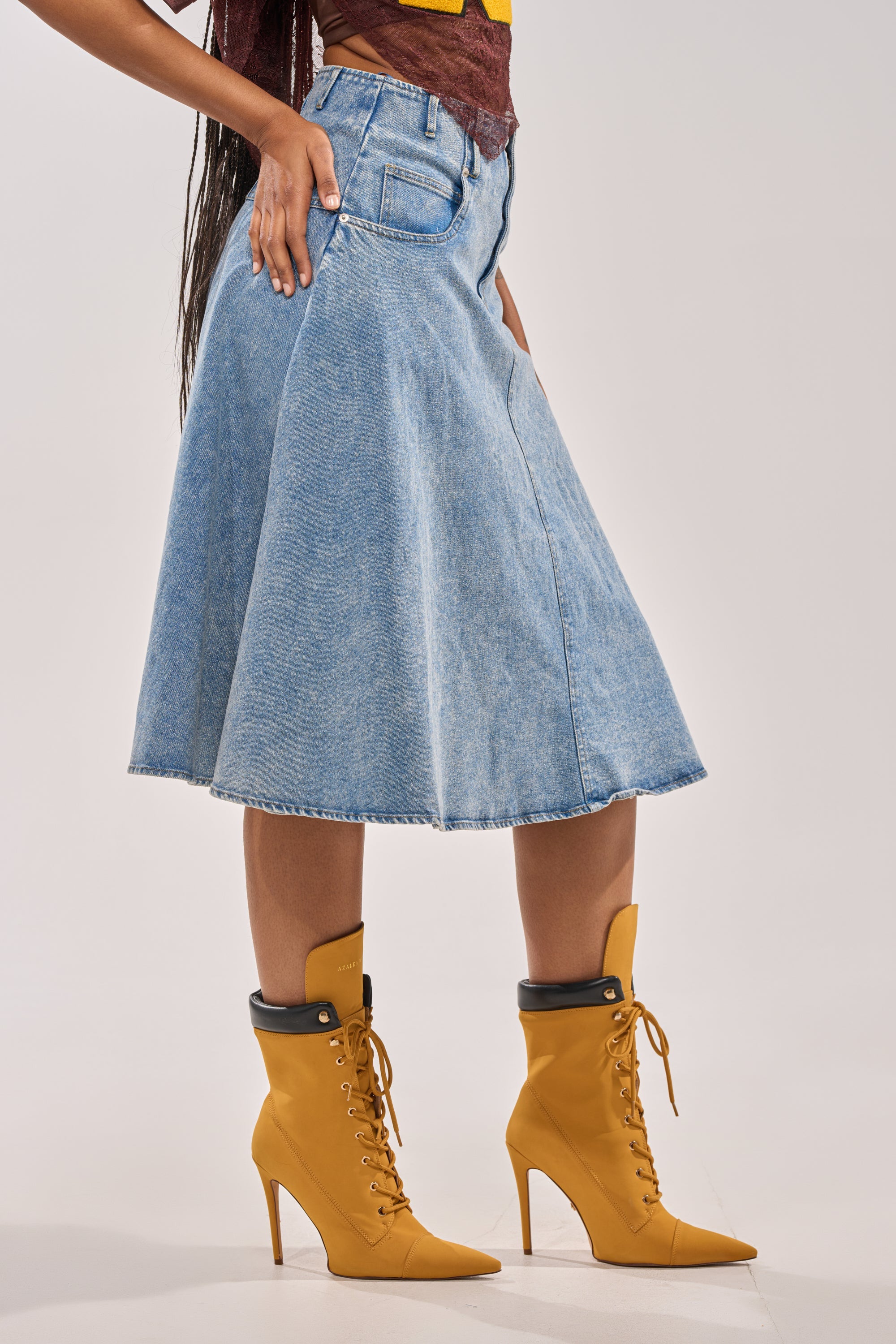 BRITNEY MIDI DENIM SKIRT