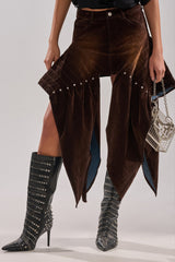 ALL FOR IN VELVET DENIM MINI SKIRT