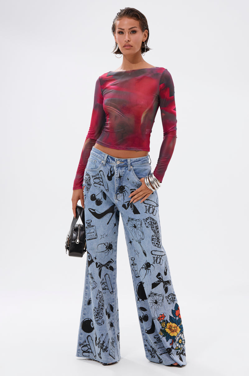 AURA LONG SLEEVE MESH TOP