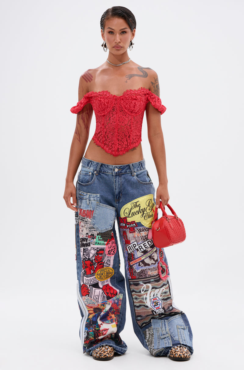 SO SICK PATCHWORK OVERSIZED JEANS