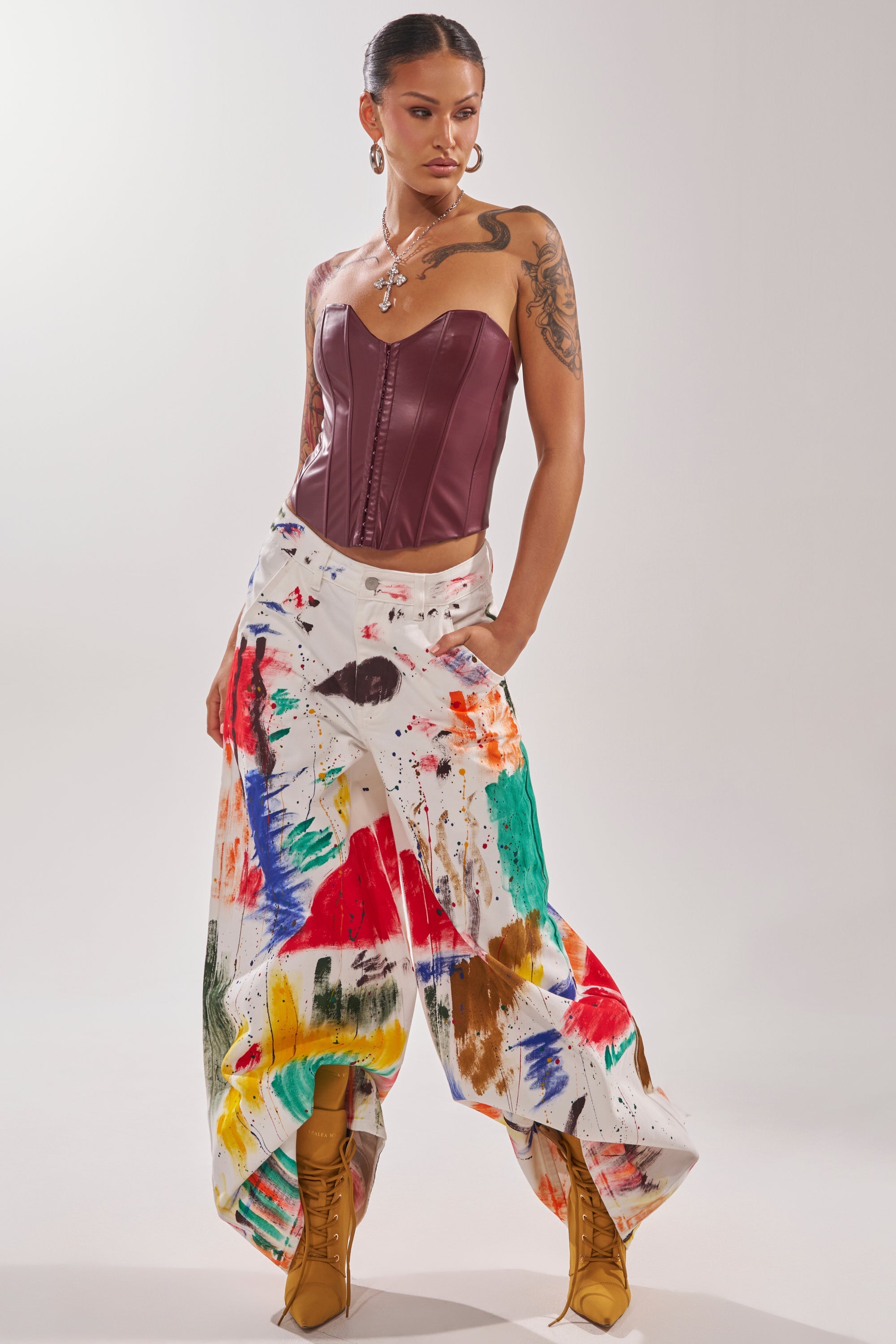 PAINTED ON RELAXED DENIM PANT
