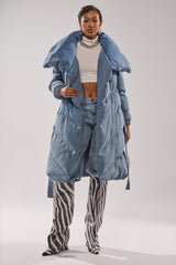 I'M OUTSIDE DENIM PUFFER