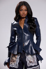 CARMEN BODYCON BLAZER IN NAVY