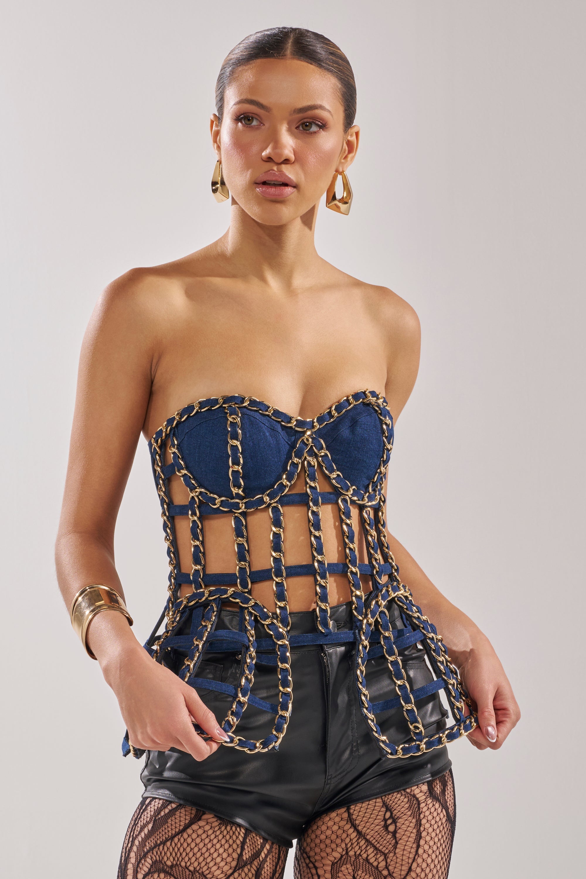 DOWN SOUTH CHAIN DETAIL BUSTIER TOP