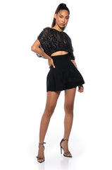 BELLA SHORT SLEEVE SEQUIN BLOUSE