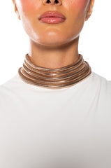 METAL ME STACKED CHOKER IN ROSE GOLD