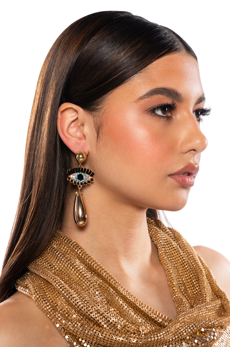 EYE CONTACT EMBELLISHED EARRINGS