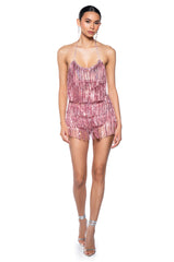 FLAPPER FRINGE ROMPER IN LIGHT PINK