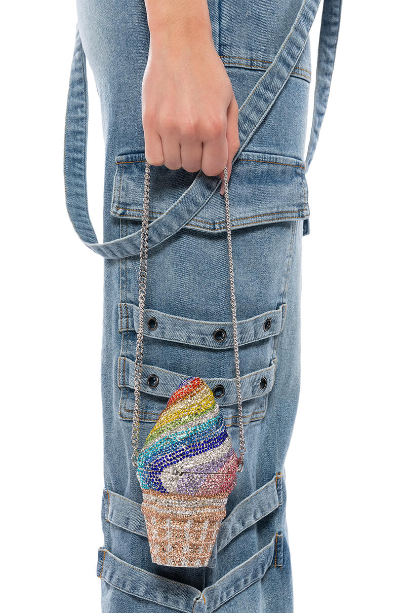 GET A TASTE RHINESTONE MINI BAG