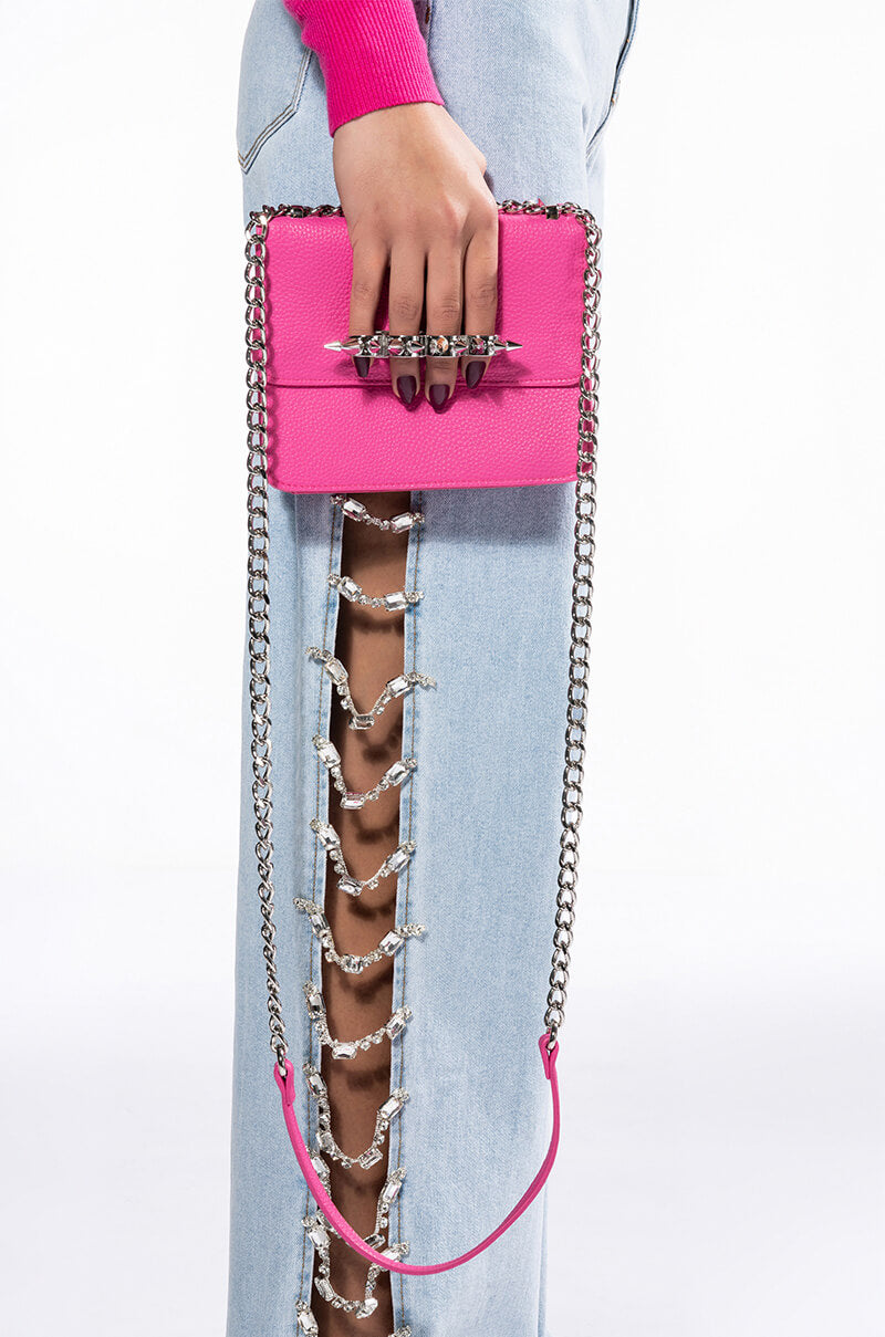 GET LIT PINK KNUCKLE CROSSBODY PURSE