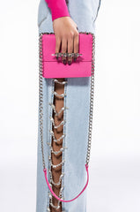 GET LIT PINK KNUCKLE CROSSBODY PURSE