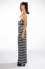 HARLEY STRAPLESS WIDE LEG HIGH SLIT JUMPSUIT