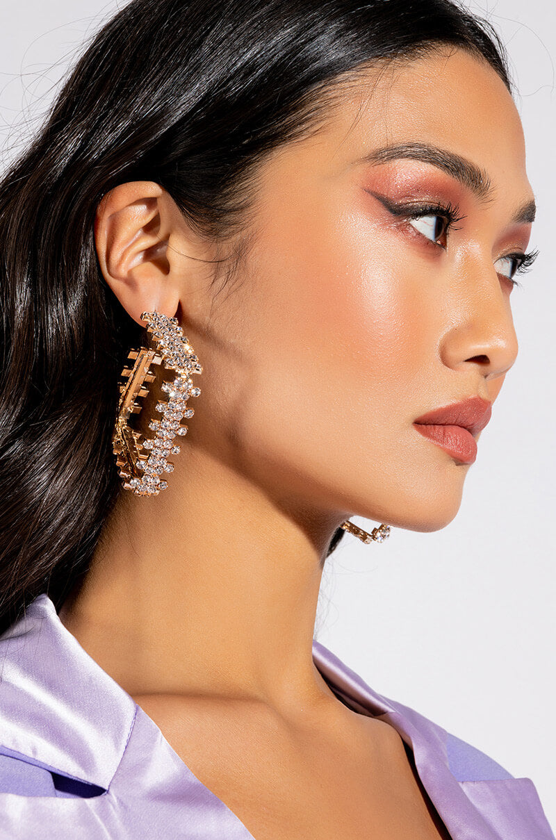 HIP TO BE SQUARE RHINESTONE HOOPS