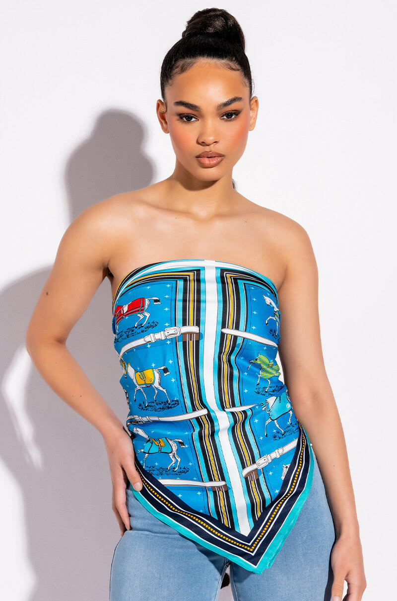 HORSE GIRL BLUE SILK SCARF