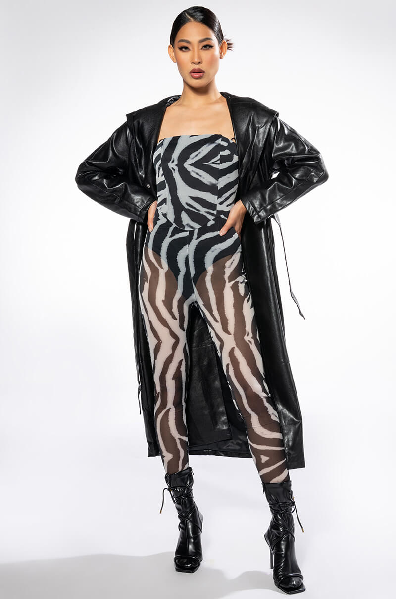 ZEBRA FITTED MESH JUMPSUIT