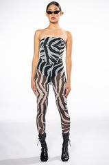 ZEBRA FITTED MESH JUMPSUIT