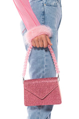 IBIZA RHINESTONE PURSE WITH BEADED HANDLE