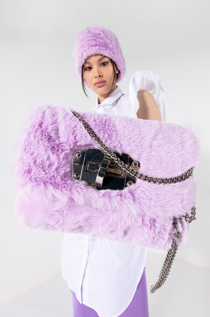 IT'S SO FLUFFY I COULD DIE LIGHT PURPLE PURSE