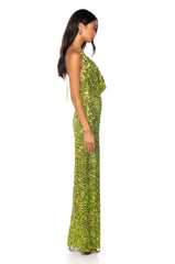 JODIE SCOOP NECK SEQUIN JUMPSUIT IN LIME