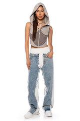 KIARA RELAXED JOGGER WITH DENIM DETAIL