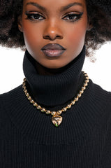 LOVE ME LOVE ME NOT GOLD CHOKER WITH PAVE HEART