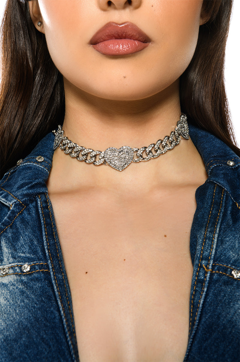 LOVER GIRL RHINESTONE CHAIN CHOKER