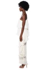LUCIA PLEATED ONE SHOULDER JUMPSUIT IN WHITE