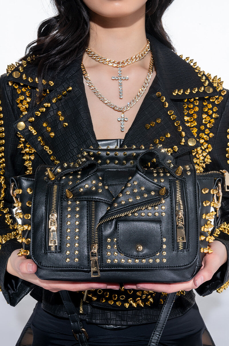 LUCIFER MOTO STUDDED PURSE