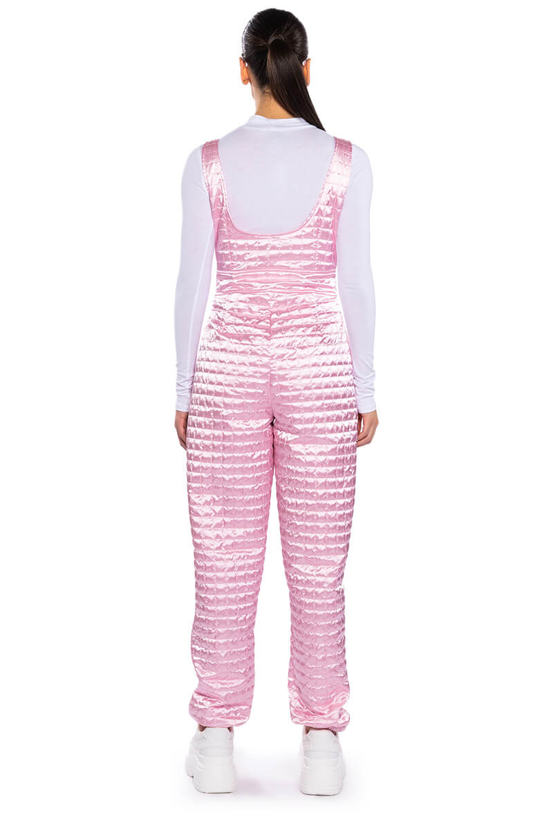 LUSH QUILTED SATIN SLEEVELESS JUMPSUIT