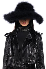 MAKE IT FAB QUINN OSTRICH BRIM HAT