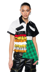 MET YOUR MATCH POPLIN BUTTON DOWN DRAMATIC SHIRT