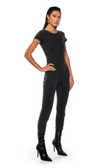 NEVER SLOWING DOWN DENIM JUMPSUIT