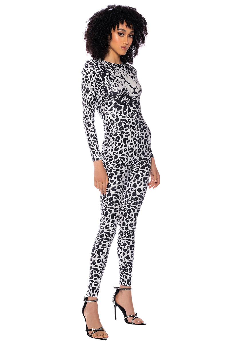 NYRA CHEETAH PRINTED LONG SLEEVE JUMPSUIT