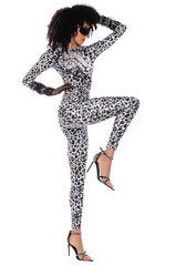 NYRA CHEETAH PRINTED LONG SLEEVE JUMPSUIT