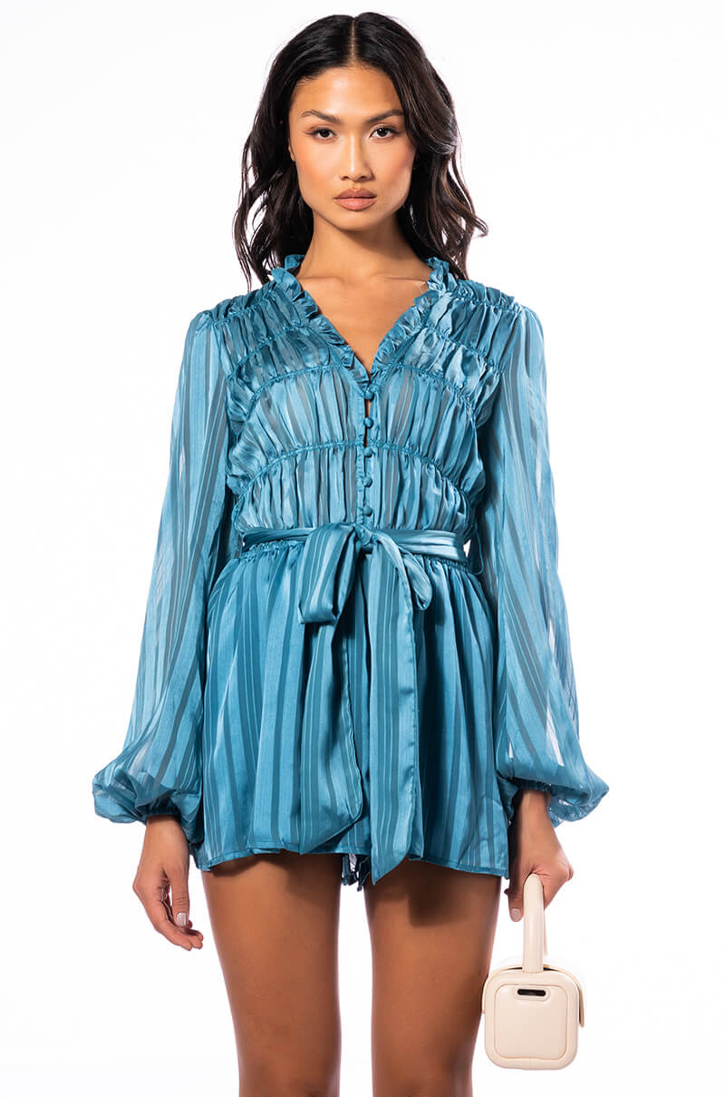 OCEAN AVENUE SATIN TIE ROMPER