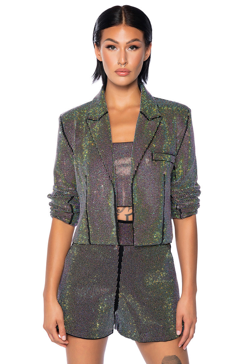 POP STAR HOT FIX RECTANGLE CROP TOP