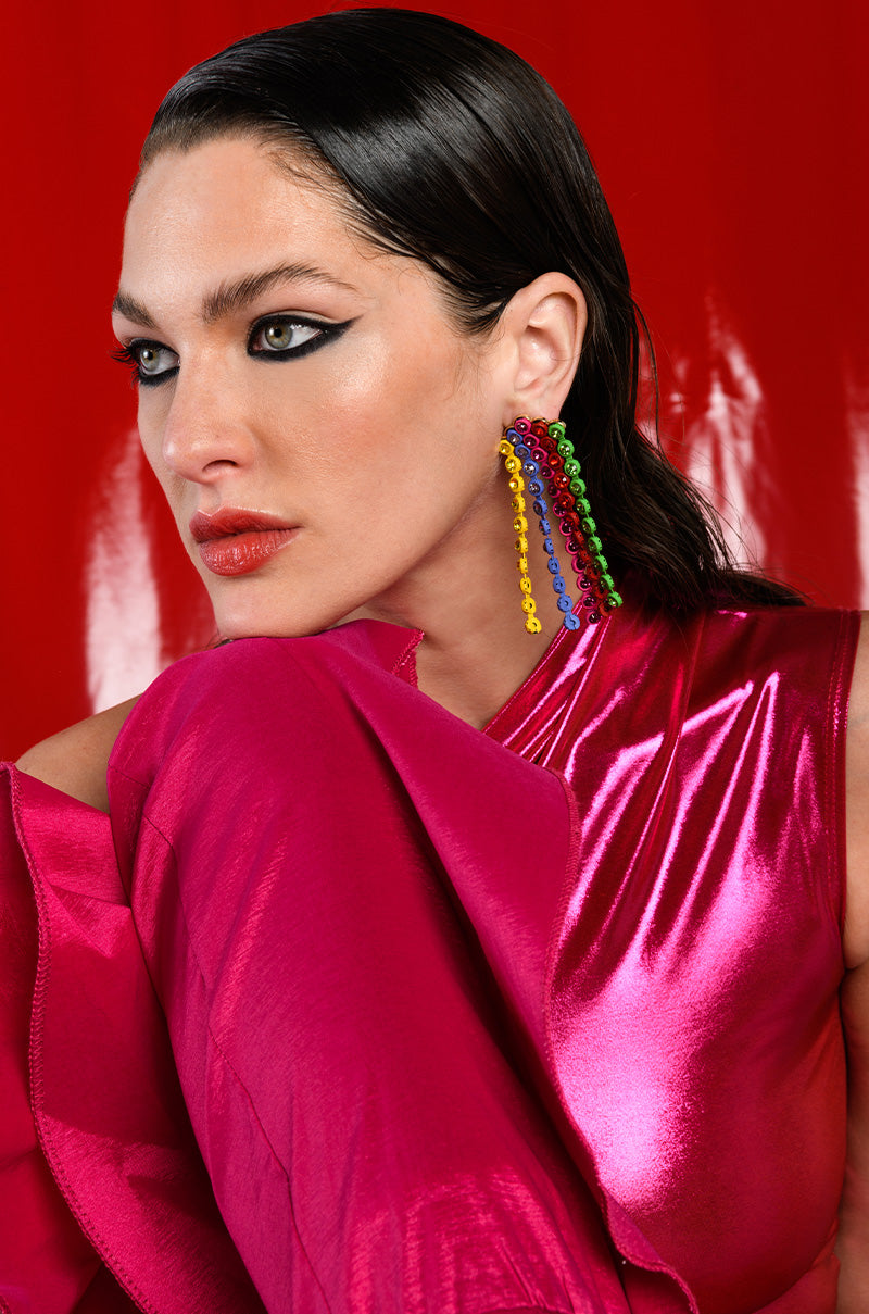 RAINBOW ROAD RHINESTONE CHANDELIER EARRINGS