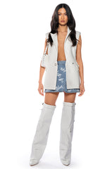 REPRESENT WRAP DENIM MINI SKIRT