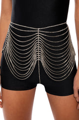 RICH GIRL'S DREAM RHINESTONE CHAIN SKIRT