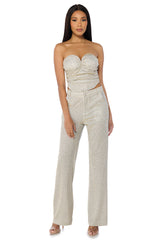 SHOW OFF SEASON RUCHED CORSET TOP IN SILVER