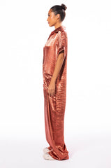 SILENT DREAMER SHORT SLEEVE SATIN JUMPSUIT