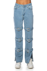 SONGBIRD BUCKLED STRAIGHT LEG DENIM