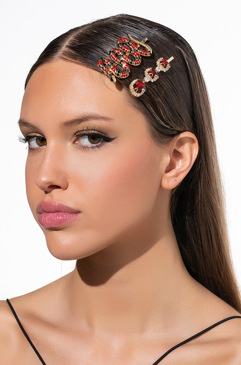 SSSTILL THAT BITCH RHINESTONE HAIR CLIP SET