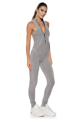 TATIANA ZIP FRONT FITTED JUMPSUIT