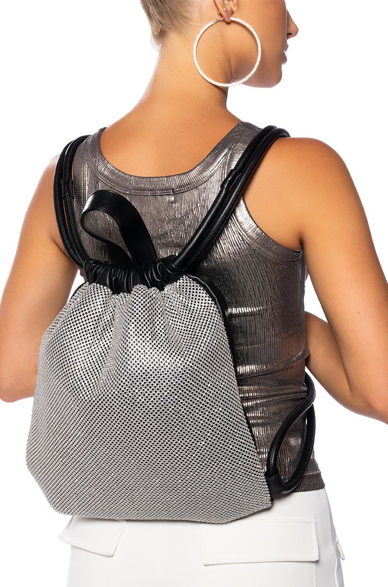 TENTON EMBELLISHED BAGPACK IN SILVER