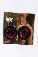 TITSY HEART RED LACE NIP STICKER