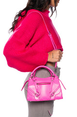 TRACIE HOT PINK INDUSTRIAL LOOK PURSE
